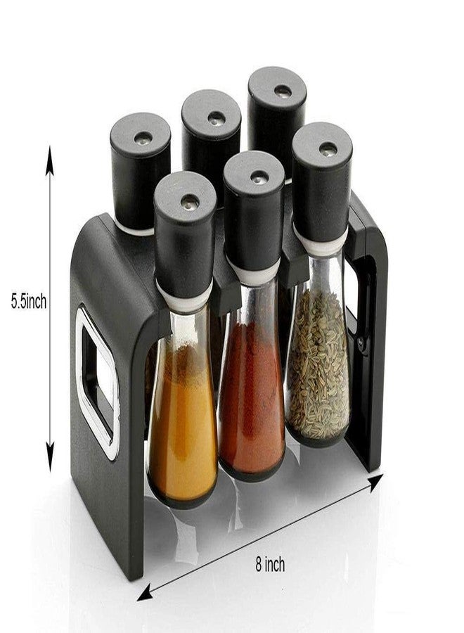 Yorten Spice Container of 6 pcs for Storage of Kitchen Spices and Masala Storage (Black) (6 - PCS Spice Rack) - Image 5